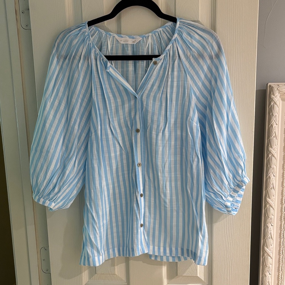 Lauren Conrad Blue and White Striped Blouse